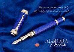 Aurora Duca Fountain Pen In Glazed Blue Lacquer - 18K Gold -Pen & Paper Store aurora duca fountain pen in glazed blue lacquer 18k gold 409