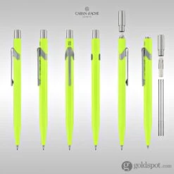 Caran D'Ache 844 Metal Collection Mechanical Pencil In Fluorescent Yellow - 0.7mm -Pen & Paper Store caran dache 844 metal collection mechanical pencil in fluorescent yellow 0 7mm 741