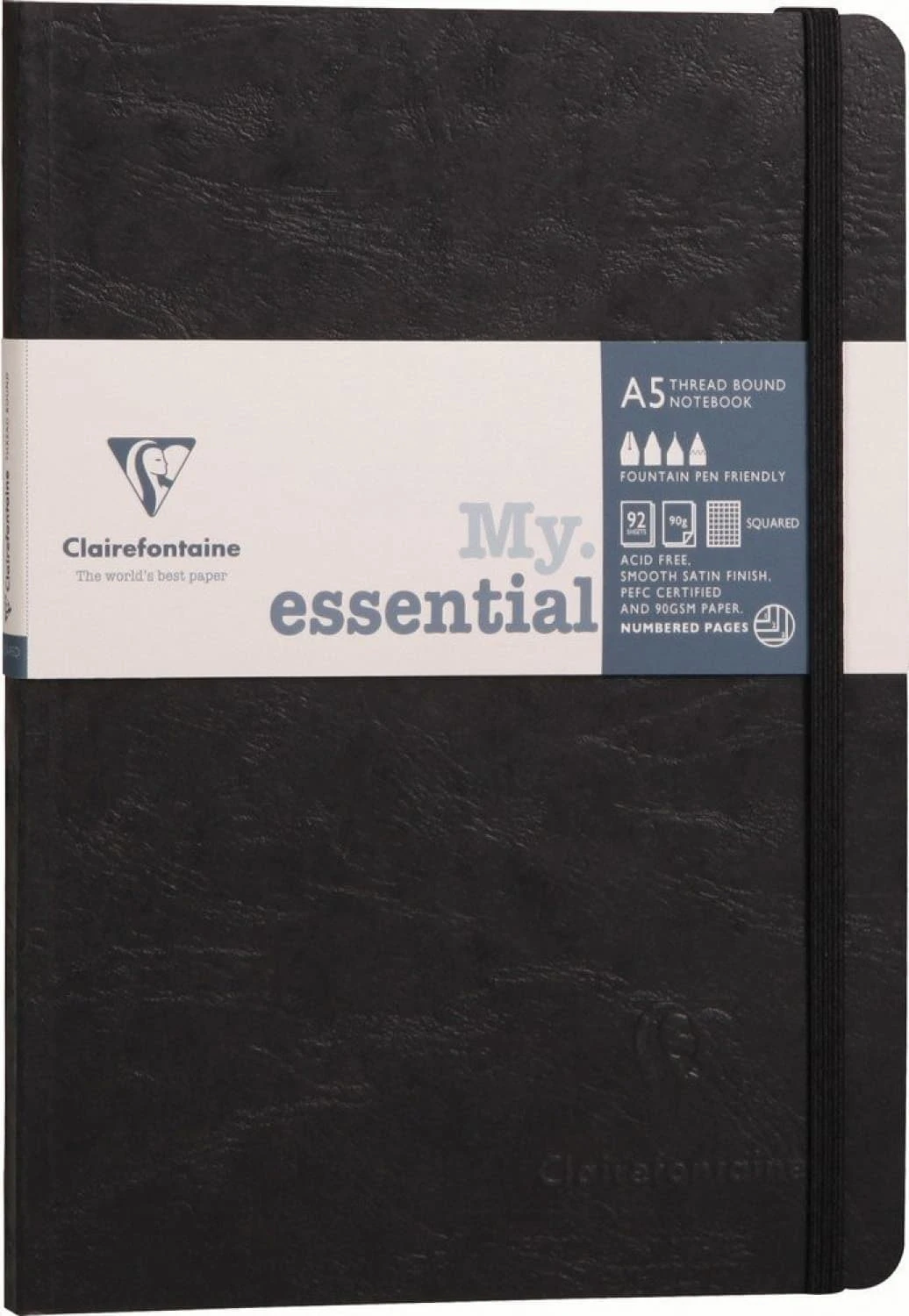 Clairefontaine Essential Numbered Ruled Notebook In Black - A5 1 Clairefontaine Essential Numbered Ruled Notebook In Black - A5