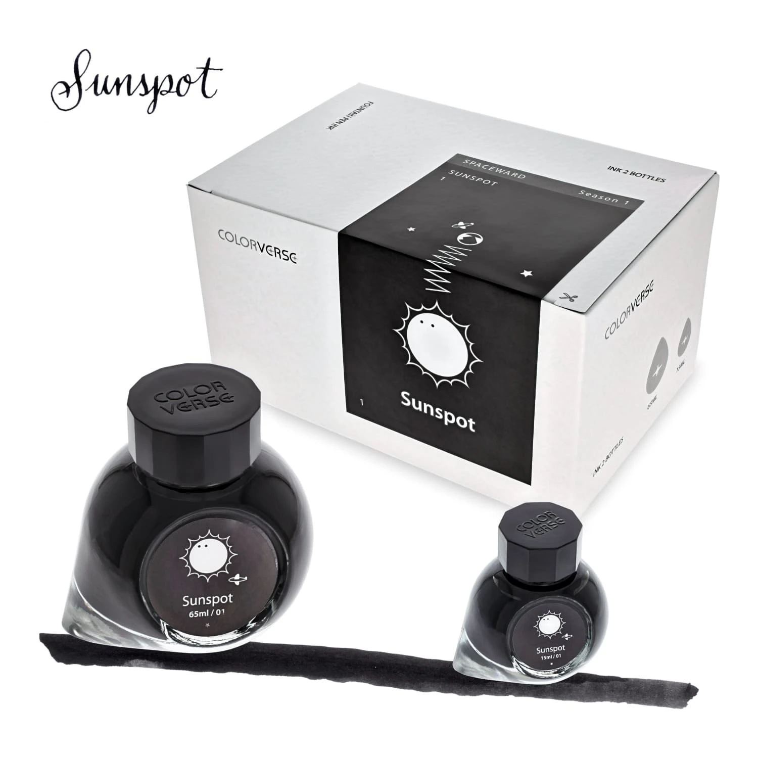Colorverse Spaceward Bottled Ink In Sunspot Black - Set Of 2 1 Colorverse Spaceward Bottled Ink In Sunspot Black - Set Of 2