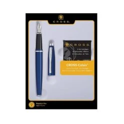 Cross® Cross Calais Fountain Pen Gift Set In Blue & Chrome With 6 Free Ink Cartridges - Medium Point