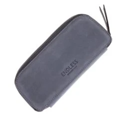 Endless Companion Leather Adjustable 3 Pen Pouch In Blue