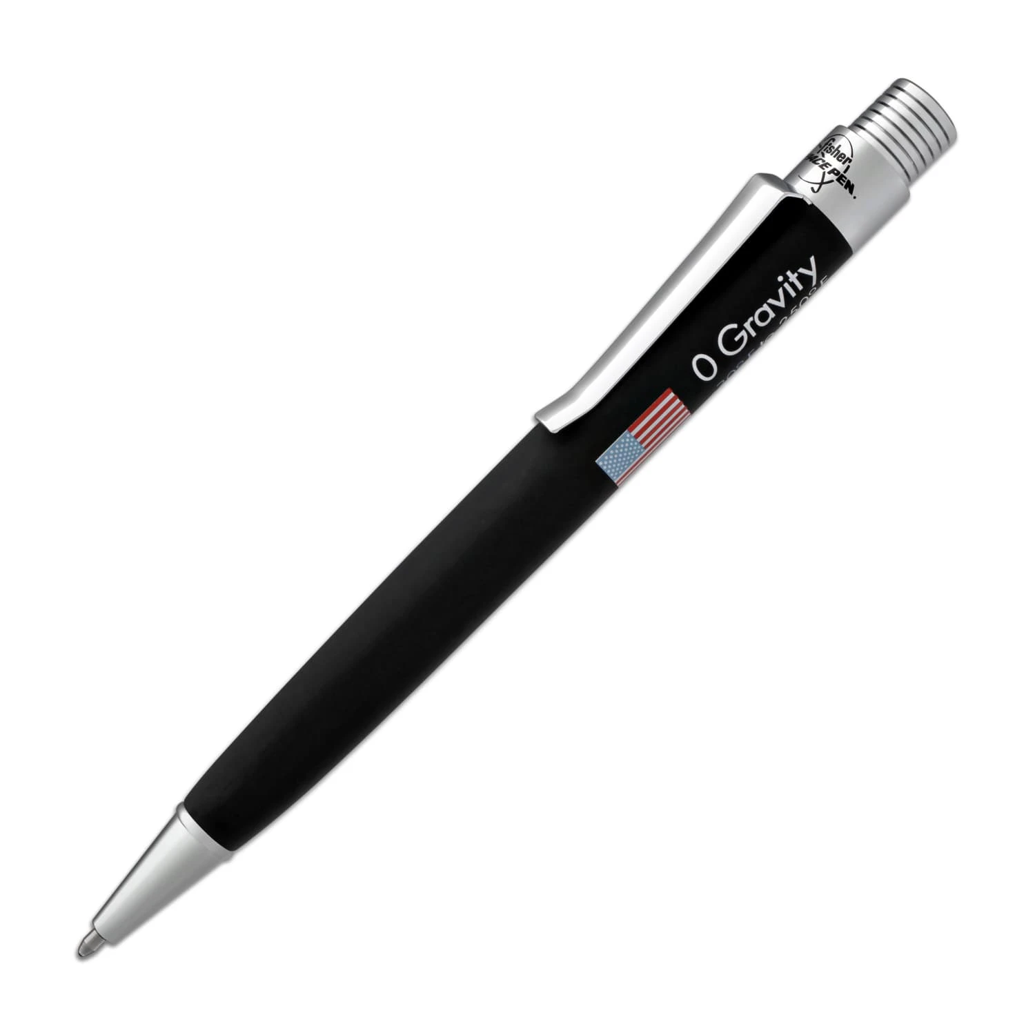 Fisher Space Zero Gravity Ballpoint Pen With American Flag Imprint In Black Rubber Finish