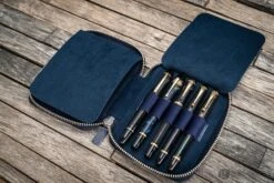 Galen Leather Pen Case Zippered 10 Slots In Crazy Horse Navy Blue -Pen & Paper Store galen leather pen case zippered 10 slots in crazy horse navy blue 762