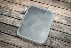Galen Leather Pen Case Zippered 10 Slots In Crazy Horse Smokey Grey -Pen & Paper Store galen leather pen case zippered 10 slots in crazy horse smokey grey 314