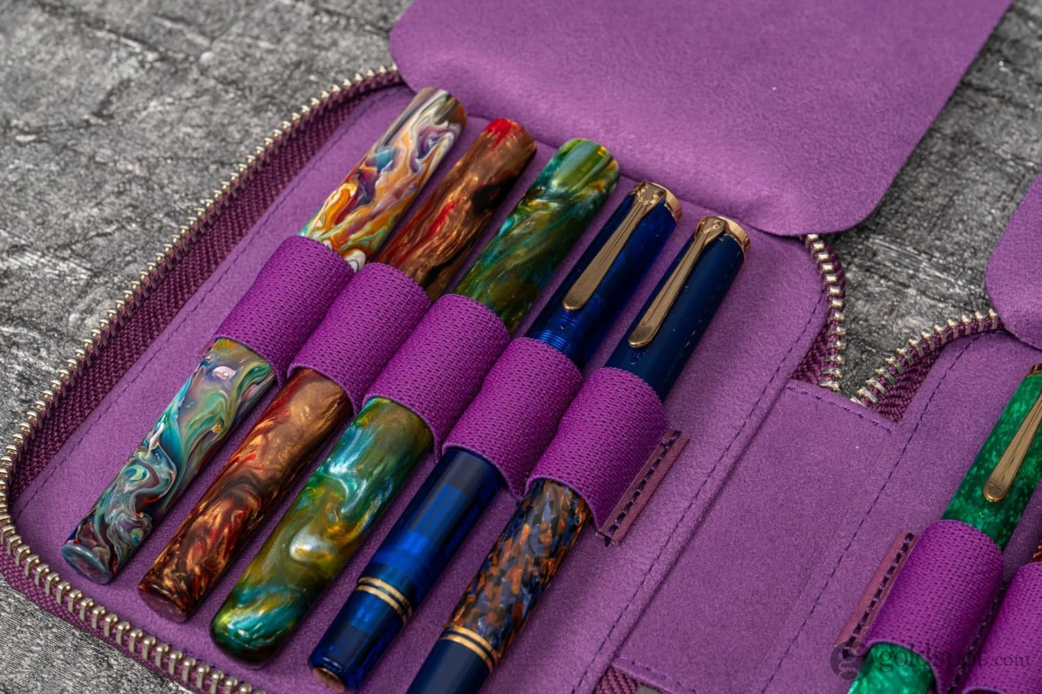 Galen Leather Pen Case Zippered 10 Slots In Purple 2 Galen Leather Pen Case Zippered 10 Slots In Purple - Image 2
