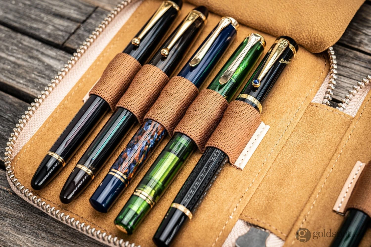 Galen Leather Pen Case Zippered 10 Slots In Undyed Leather 2 Galen Leather Pen Case Zippered 10 Slots In Undyed Leather - Image 2