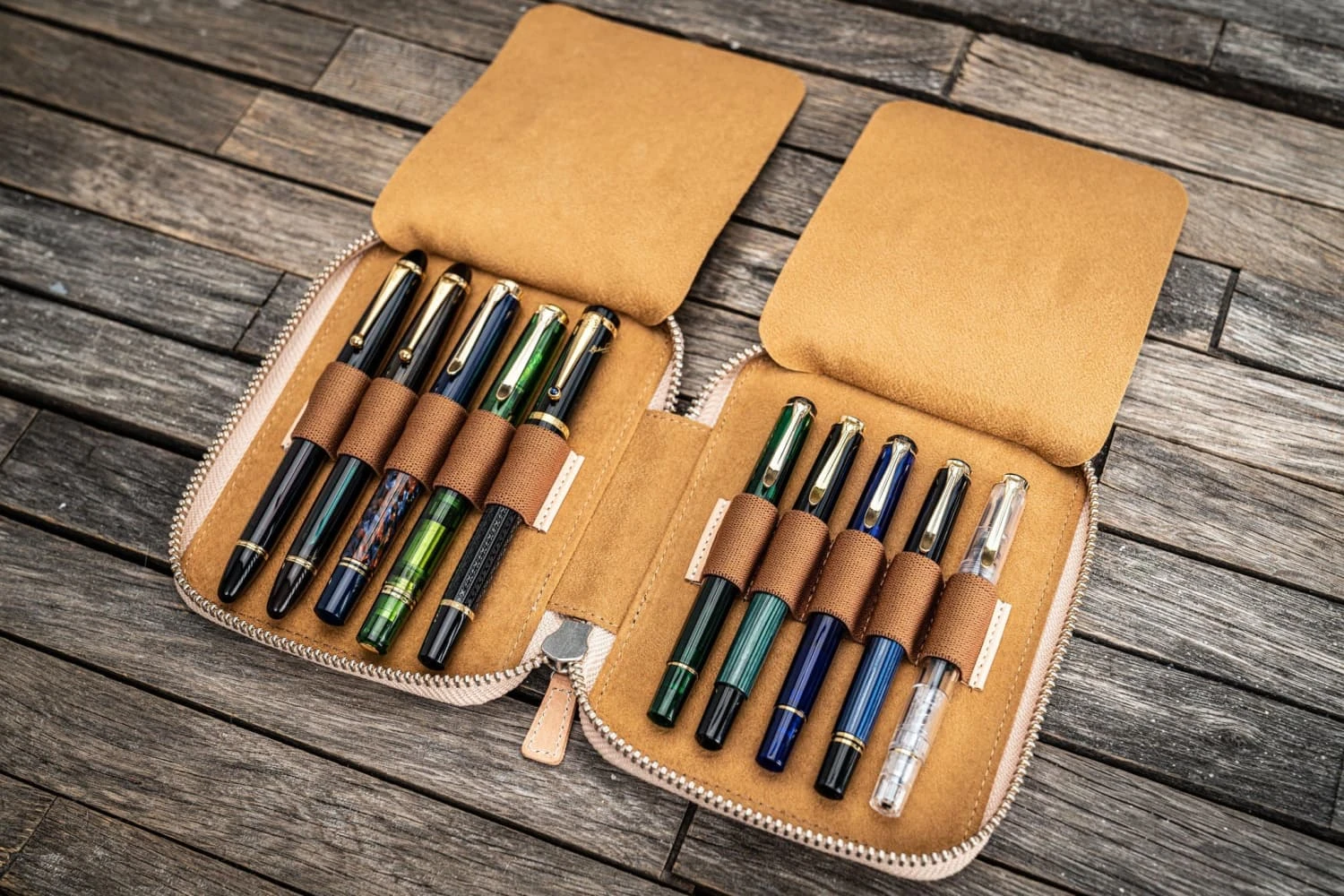 Galen Leather Pen Case Zippered 10 Slots In Undyed Leather 1 Galen Leather Pen Case Zippered 10 Slots In Undyed Leather