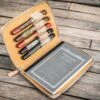 Galen Leather Pen Case Zippered 5 Slots In Undyed Leather