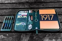 Galen Leather Zippered A5 Notebook Folio In Crazy Horse Forest Green -Pen & Paper Store galen leather zippered a5 notebook folio in crazy horse forest green 145