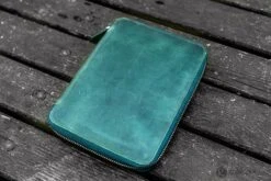 Galen Leather Zippered A5 Notebook Folio In Crazy Horse Forest Green -Pen & Paper Store galen leather zippered a5 notebook folio in crazy horse forest green 926