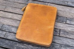 Galen Leather Zippered A5 Notebook Folio In Crazy Horse Honey Ochre -Pen & Paper Store galen leather zippered a5 notebook folio in crazy horse honey ochre 181