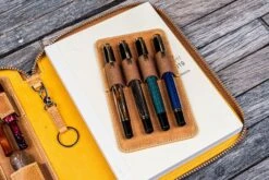 Galen Leather Zippered A5 Notebook Folio In Crazy Horse Honey Ochre -Pen & Paper Store galen leather zippered a5 notebook folio in crazy horse honey ochre 658