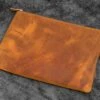Galen Leather Zippered Writer's Bank Bag In Crazy Horse Brown
