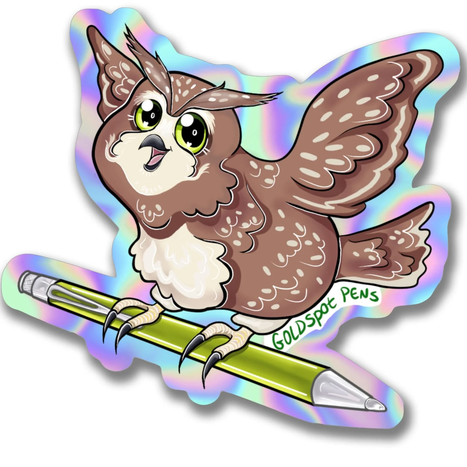 Holographic Wise Pen Owl Sticker 1 Holographic Wise Pen Owl Sticker