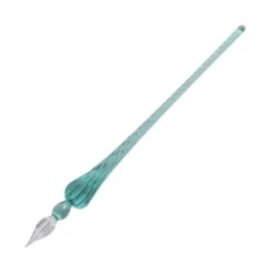 J. Herbin Glass Dip Pen In Green Tapered Spiral Handle With Frosted Glass
