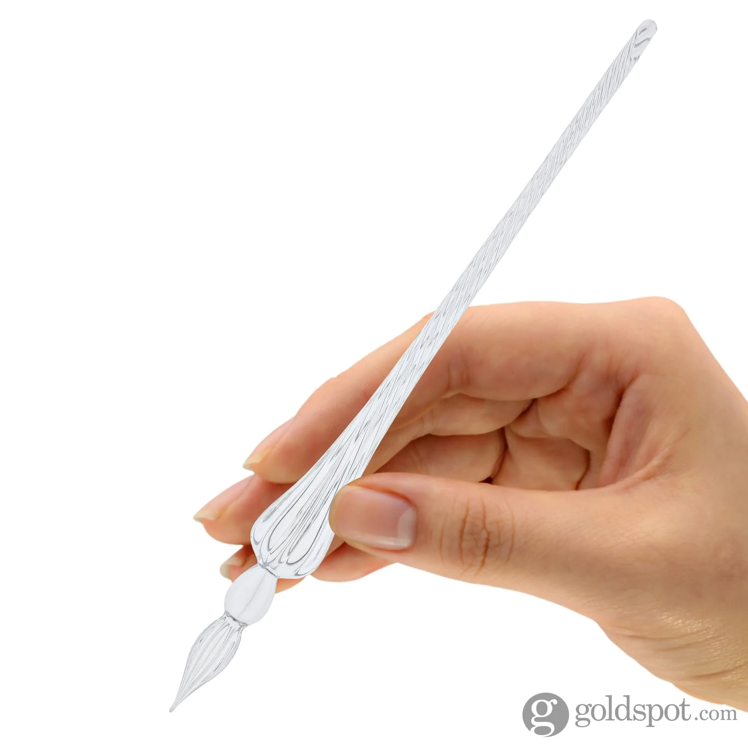 J. Herbin Round Glass Pen In Clear Tapered Spiral Handle With Frosted Glass 2 J. Herbin Round Glass Pen In Clear Tapered Spiral Handle With Frosted Glass - Image 2