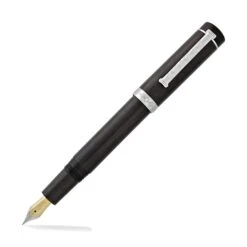 Laban Ebony Walnut Wood Fountain Pen In Black With Silver Trim - Medium Point