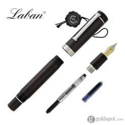 Laban Ebony Walnut Wood Fountain Pen In Black With Silver Trim - Medium Point -Pen & Paper Store laban ebony walnut wood fountain pen in black with silver trim medium point 876
