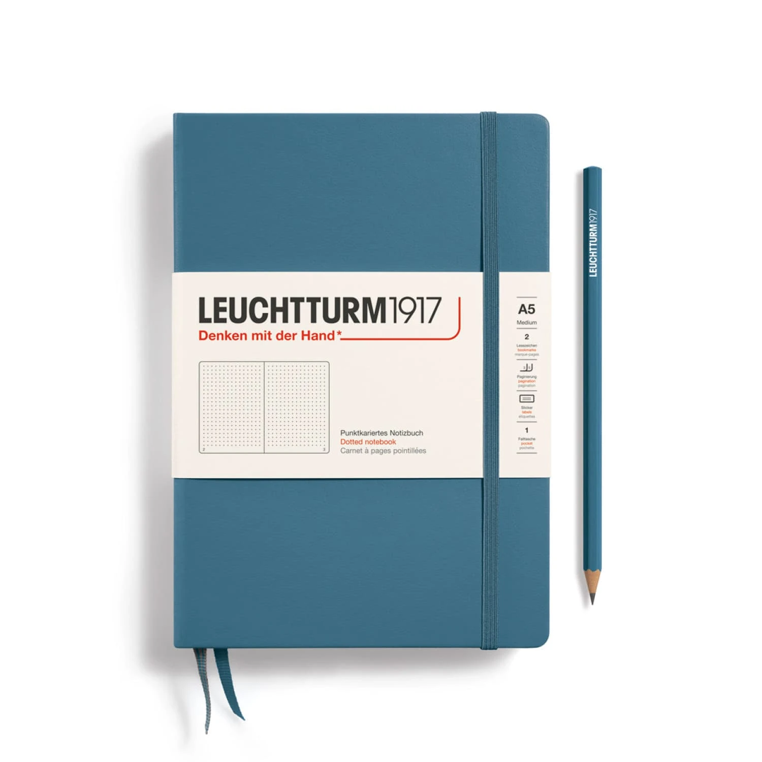 Leuchtturm 1917 Hardcover Dot Grid Notebook In Stone Blue - A5 1 Leuchtturm 1917 Hardcover Dot Grid Notebook In Stone Blue - A5
