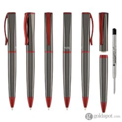 Monteverde Impressa Ballpoint Pen In Gunmetal With Red Trim -Pen & Paper Store monteverde impressa ballpoint pen in gunmetal with red trim 375