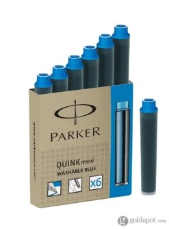 Parker Quink Mini Ink Cartridges In Washable Blue - Pack Of 6 -Pen & Paper Store parker quink mini ink cartridges in washable blue pack of 6 100