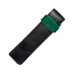 Pelikan Double Pen Case Fine Leather In Black And Green