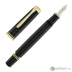Pelikan Souveran M600 Fountain Pen In Black With Gold Trim - 14K Gold -Pen & Paper Store pelikan souveran m600 fountain pen in black with gold trim 14k 864
