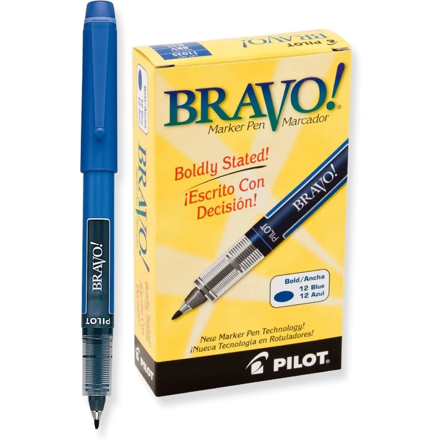 Pilot Bravo Liquid Ink Marker Pen In Blue - Bold Point - Pack Of 12 1 Pilot Bravo Liquid Ink Marker Pen In Blue - Bold Point - Pack Of 12