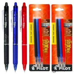 Pilot FriXion Clicker Erasable Gel Pens In Black, Blue & Red - Fine Point - Pack Of 3 -Pen & Paper Store pilot frixion clicker erasable gel pens in black blue red fine point pack of 3 387