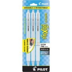 Pilot FriXion Clicker Erasable Gel Pens In White - Extra Fine Point - Pack Of 3