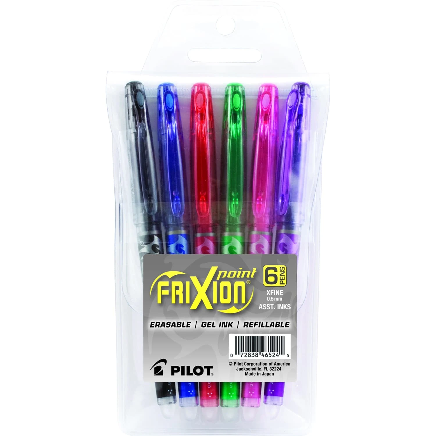 Pilot FriXion Erasable Gel Pens In Assorted Colors - Extra Fine Point - Pack Of 6 1 Pilot FriXion Erasable Gel Pens In Assorted Colors - Extra Fine Point - Pack Of 6