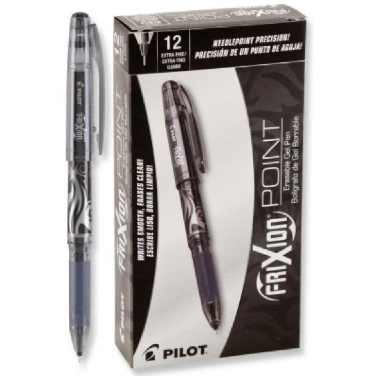 Pilot FriXion Point Erasable Rollerball Gel Pen In Black - Extra Fine Point - Pack Of 12 1 Pilot FriXion Point Erasable Rollerball Gel Pen In Black - Extra Fine Point - Pack Of 12