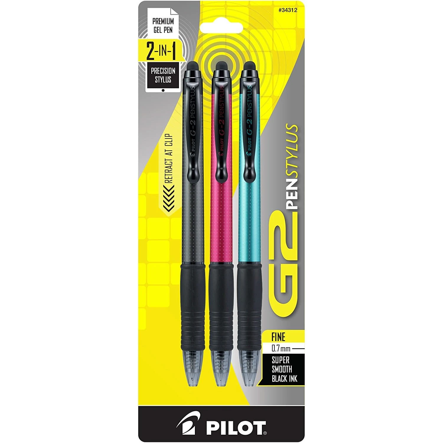 Pilot G2 Pen Stylus In Assorted Colors - Fine Point - Pack Of 3 1 Pilot G2 Pen Stylus In Assorted Colors - Fine Point - Pack Of 3
