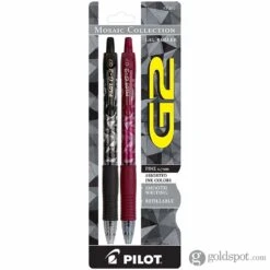 Pilot G2 Retractable Mosaics Gel Ink Pens In Black & Burgundy - Fine Point - Pack Of 2