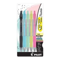 Pilot G2 Retractable Pastel Gel Ink Pens In Assorted Colors - Fine Point - Pack Of 5