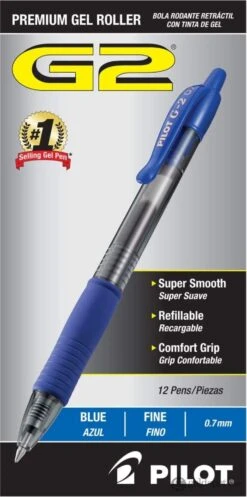 Pilot G2 Retractable Premium Gel Ink Pens In Blue - Pack Of 12 -Pen & Paper Store pilot g2 retractable premium gel ink pens in blue pack of 12 208