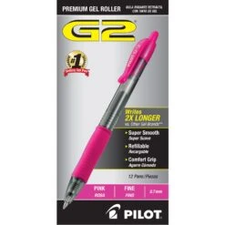Pilot G2 Retractable Premium Gel Ink Pens In Pink - Fine Point - Pack Of 12