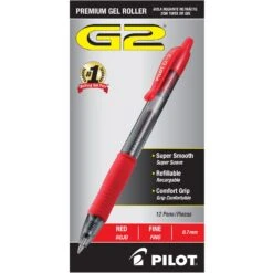 Pilot G2 Retractable Premium Gel Ink Pens In Red - Pack Of 12