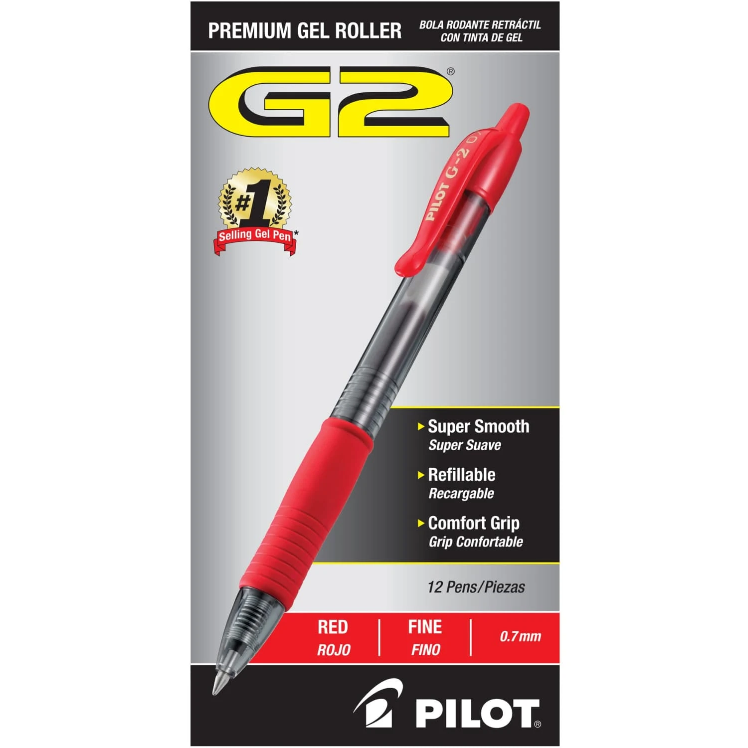 Pilot G2 Retractable Premium Gel Ink Pens In Red - Pack Of 12 1 Pilot G2 Retractable Premium Gel Ink Pens In Red - Pack Of 12