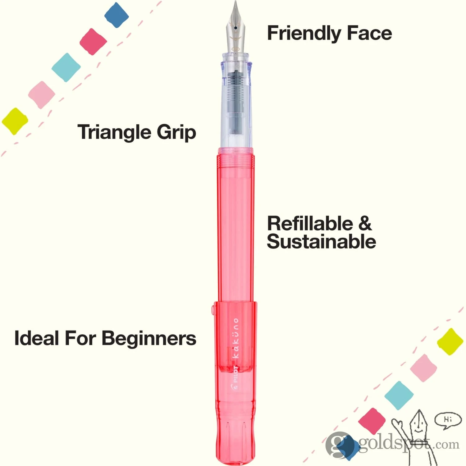 Pilot Kakuno Fountain Pen In Translucent Coral 3 Pilot Kakuno Fountain Pen In Translucent Coral - Image 3