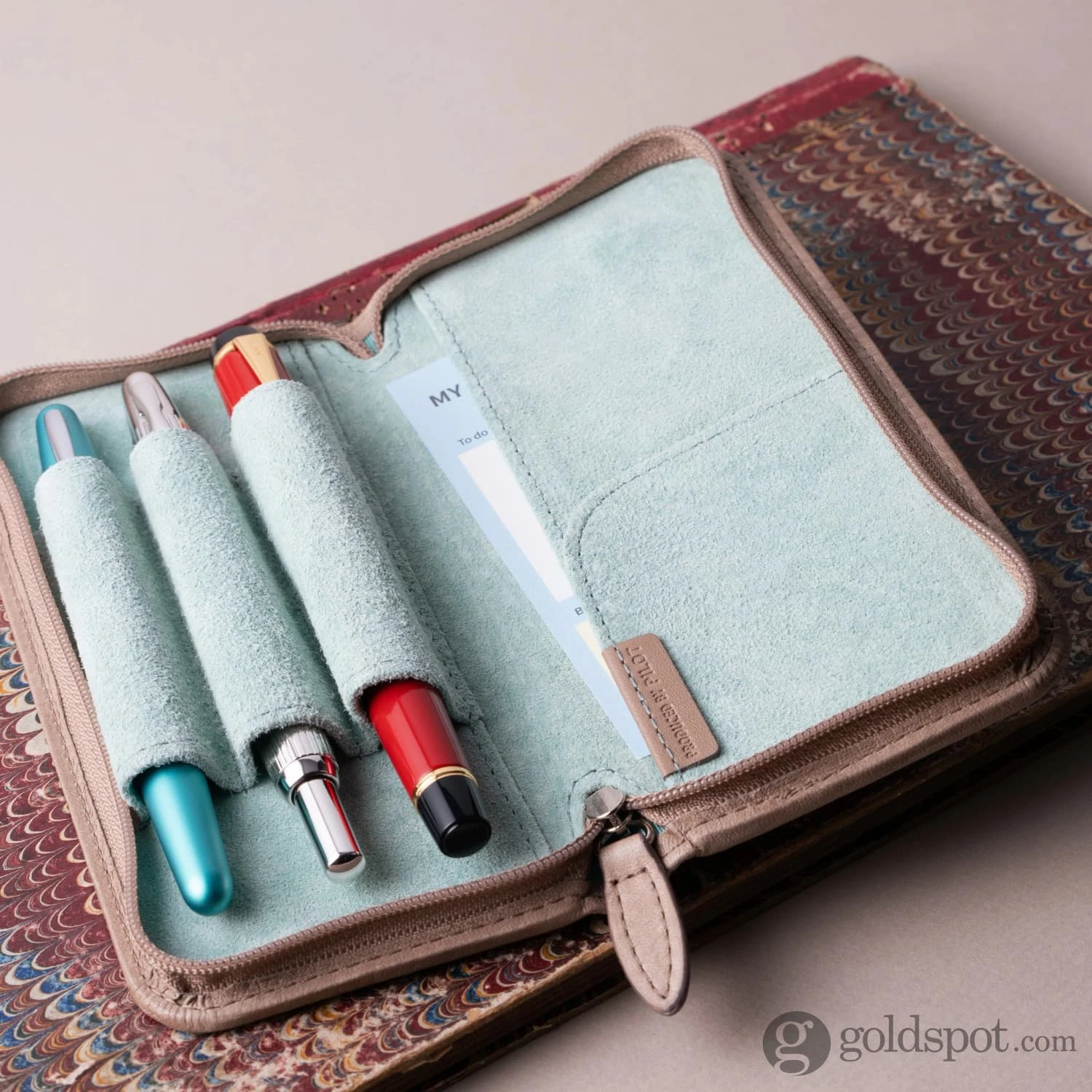 Pilot Pensemble 3 Piece Case In Beige/Light Blue 3 Pilot Pensemble 3 Piece Case In Beige/Light Blue - Image 3