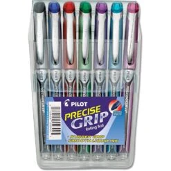 Pilot Precise Grip Rollerball Pens In Assorted Colors - Extra Fine Point - Pack Of 7