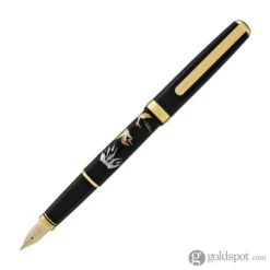 Platinum Classic Maki-e Fountain Pen In Crane Design - 18K Gold -Pen & Paper Store platinum classic maki e fountain pen in crane design 18k gold 124