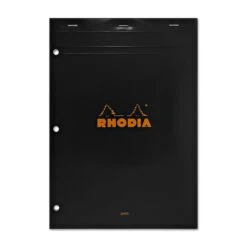 Rhodia No. 18 Lined Staplebound With 3 Hole Punch 8.25 X 11.75 In Black
