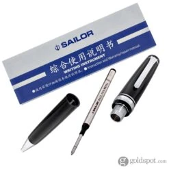 Sailor Professional Gear Ballpoint Pen In Black With Silver Trim & Nickel Chrome Plated -1.0mm -Pen & Paper Store sailor professional gear ballpoint pen in black with silver trim nickel chrome plated 1 0mm 698