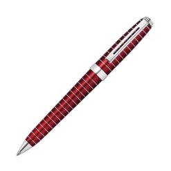 Sheaffer Prelude Ballpoint Pen In Merlot Lacquer With Horizontal Chrome Plated Engraving