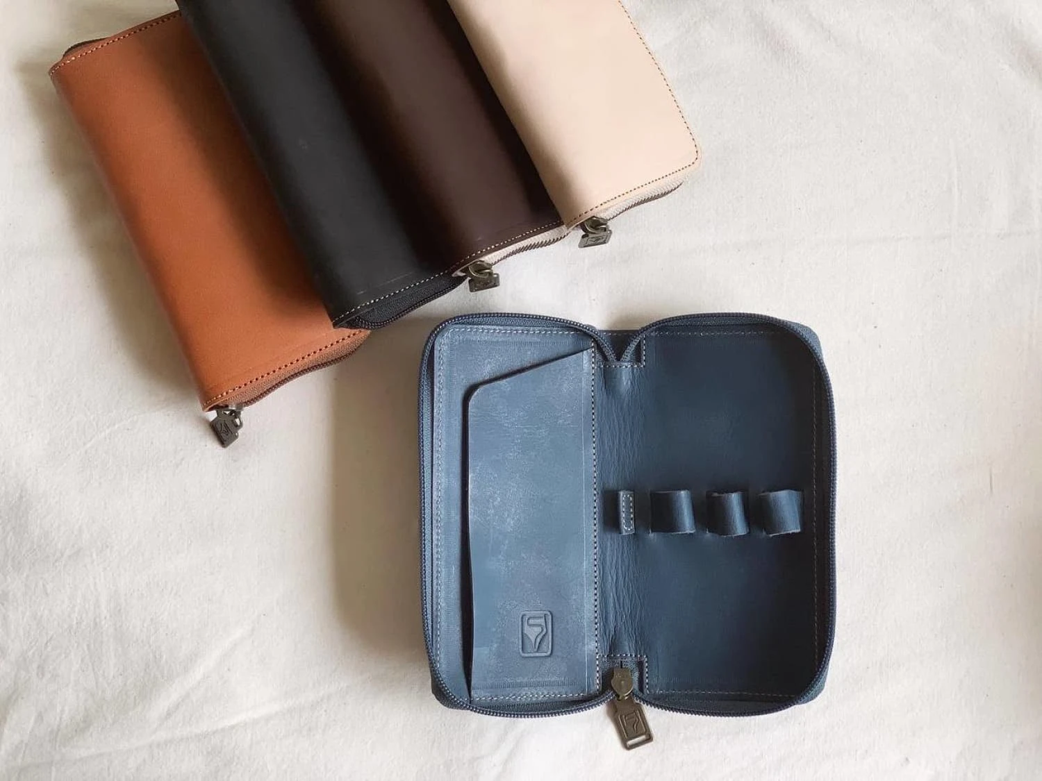 Shibui 3 Pen Case (Veg Tanned) In Deep Blue 1 Shibui 3 Pen Case (Veg Tanned) In Deep Blue